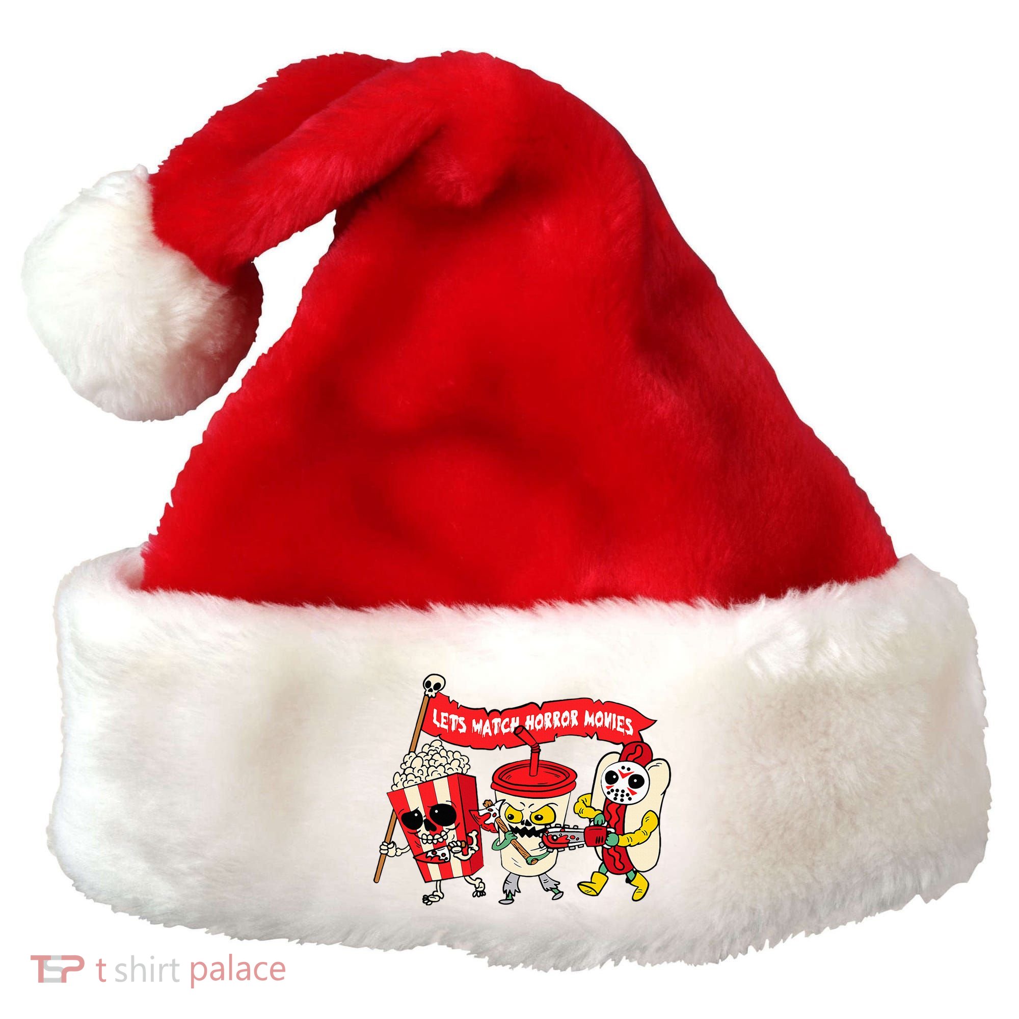 Lets Watch Horror Movies Funny Halloween Costume Spooky Santa Hat