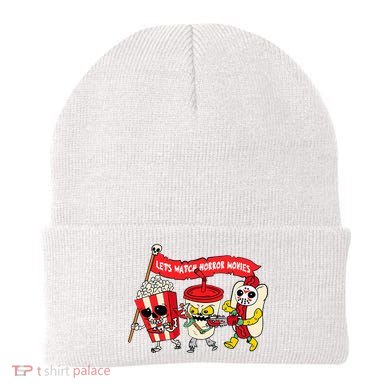 Lets Watch Horror Movies Funny Halloween Costume Spooky Beanie