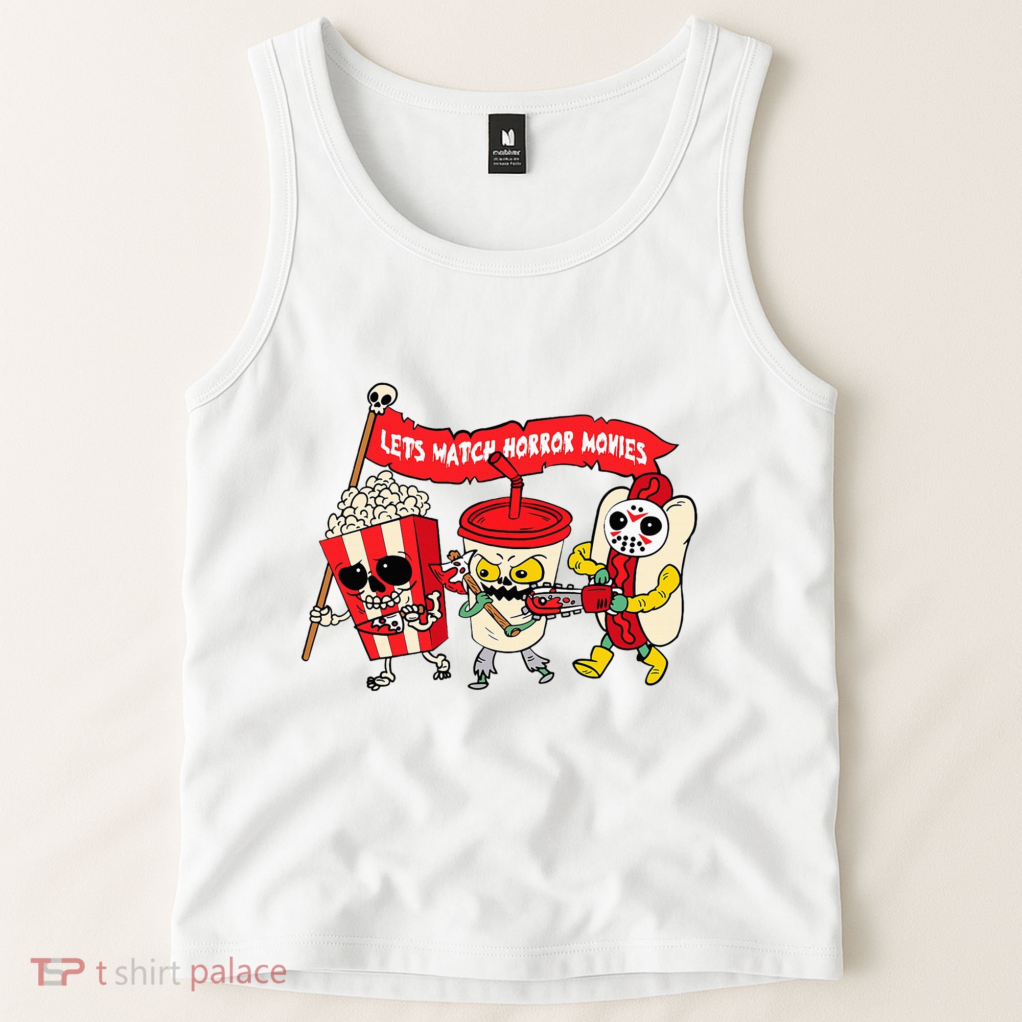 Lets Watch Horror Movies Funny Halloween Costume Spooky Tank Top