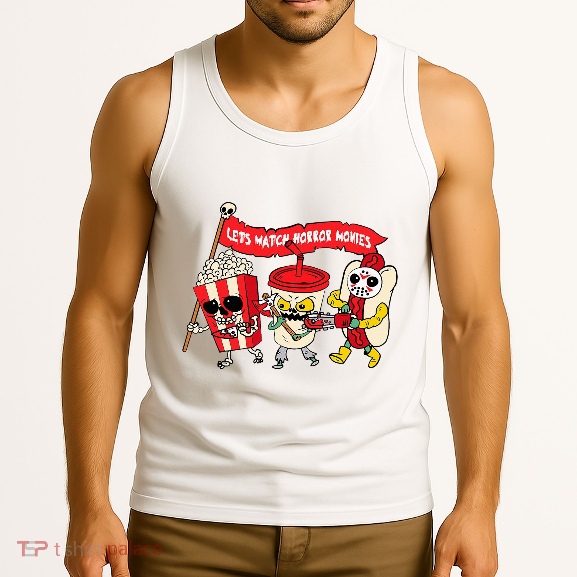 Lets Watch Horror Movies Funny Halloween Costume Spooky Tank Top