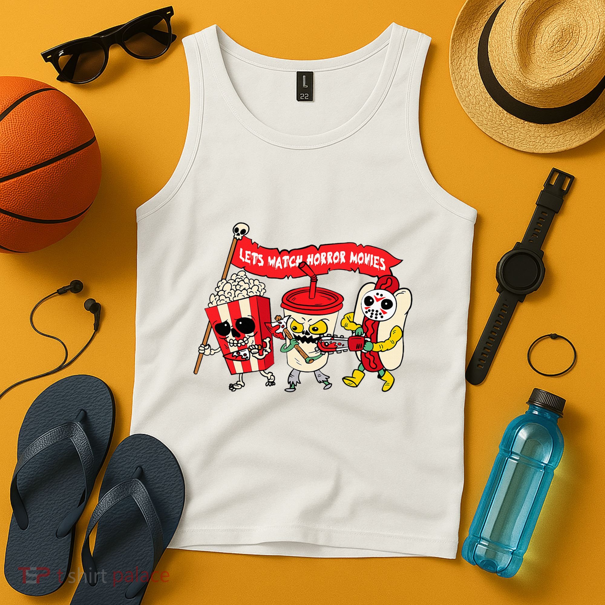 Lets Watch Horror Movies Funny Halloween Costume Spooky Tank Top