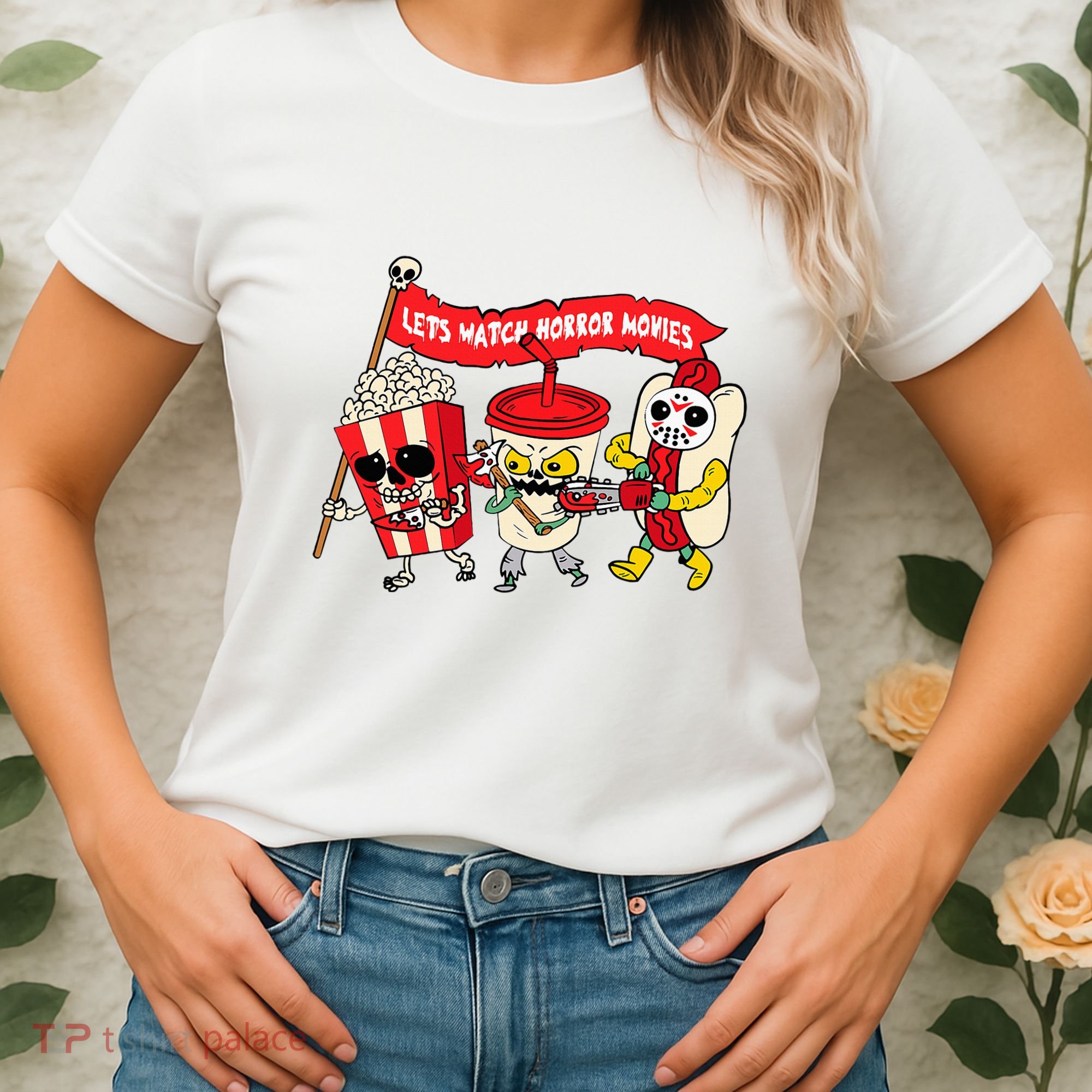 Lets Watch Horror Movies Funny Halloween Costume Spooky Women's T-Shirt