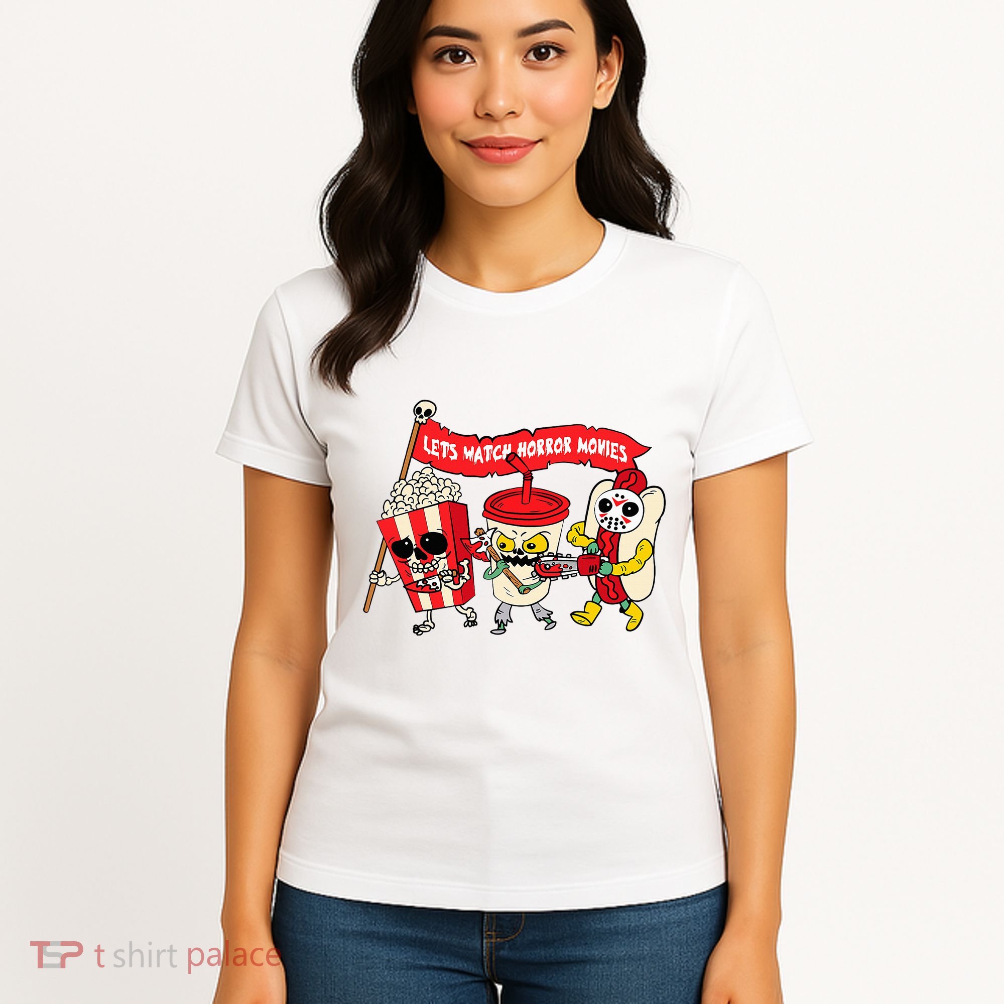 Lets Watch Horror Movies Funny Halloween Costume Spooky Women's T-Shirt