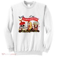 Lets Watch Horror Movies Halloween Funny Ghost Skeleton Sweatshirt thumb 0