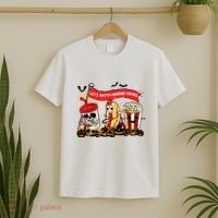 Lets Watch Horror Movies Halloween Funny Ghost Skeleton T-Shirt thumb 2