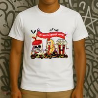 Lets Watch Horror Movies Halloween Funny Ghost Skeleton T-Shirt thumb 3
