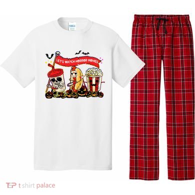 Lets Watch Horror Movies Halloween Funny Ghost Skeleton Pajama Set