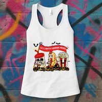 Lets Watch Horror Movies Halloween Funny Ghost Skeleton Women's Tank Top thumb 3