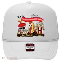 Lets Watch Horror Movies Halloween Funny Ghost Skeleton Hat thumb 0
