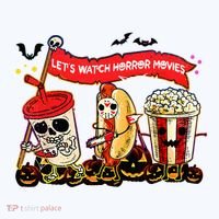 Lets Watch Horror Movies Halloween Funny Ghost Skeleton Hat thumb 2