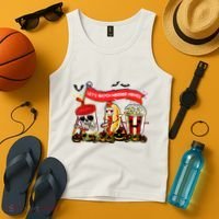 Lets Watch Horror Movies Halloween Funny Ghost Skeleton Tank Top thumb 4