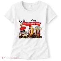 Lets Watch Horror Movies Halloween Funny Ghost Skeleton Women's T-Shirt thumb 0