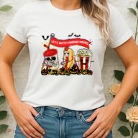 Lets Watch Horror Movies Halloween Funny Ghost Skeleton Women's T-Shirt thumb 2