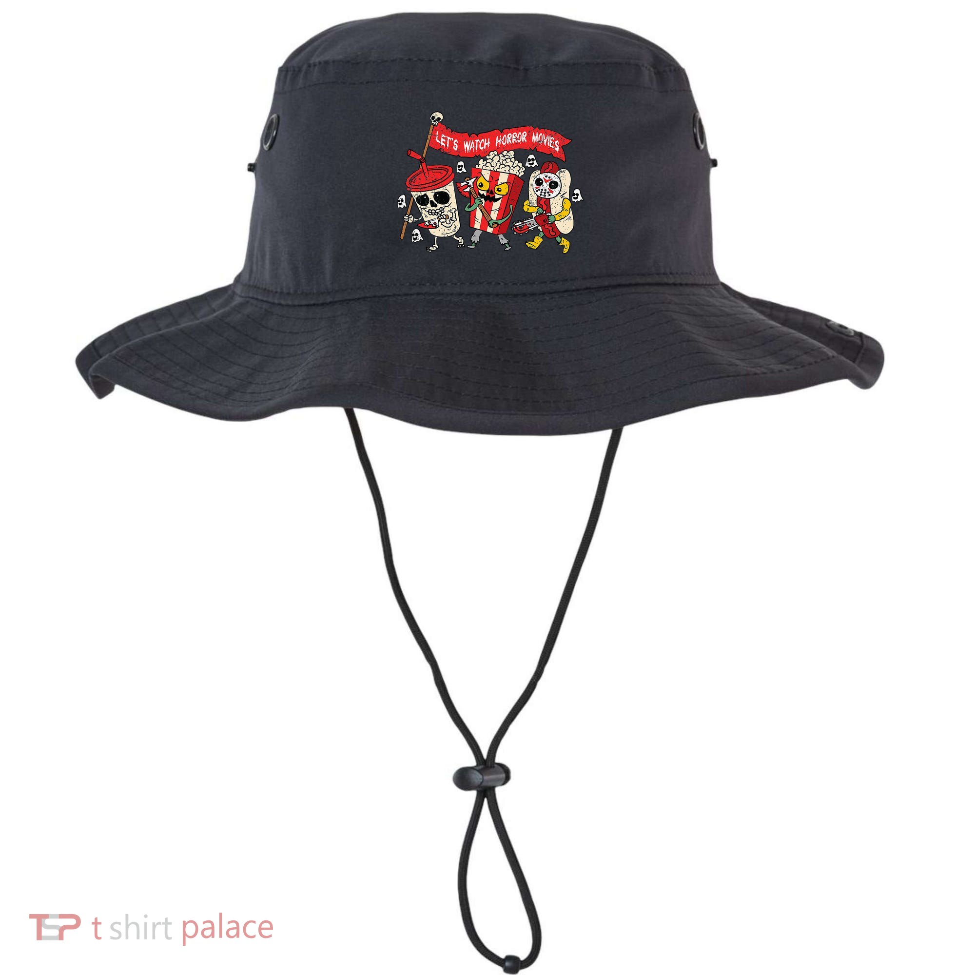 Lets Watch Horror Movies Halloween Funny Ghost Skeleton Bucket Hat