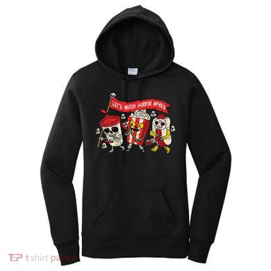 Lets Watch Horror Movies Halloween Funny Ghost Skeleton Women's Hoodie