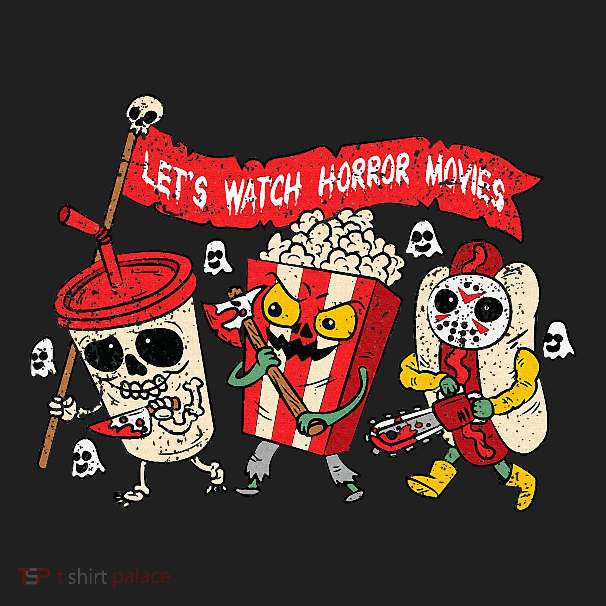 Lets Watch Horror Movies Halloween Funny Ghost Skeleton Hat