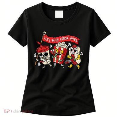 Lets Watch Horror Movies Halloween Funny Ghost Skeleton Women's T-Shirt