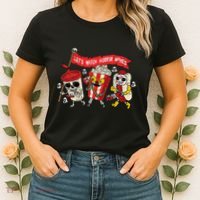 Lets Watch Horror Movies Halloween Funny Ghost Skeleton Women's T-Shirt thumb 2