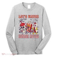 Lets Watch Horror Movies Halloween Funny Ghost Skeleton Long Sleeve Shirt thumb 0