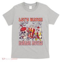 Lets Watch Horror Movies Halloween Funny Ghost Skeleton T-Shirt thumb 0