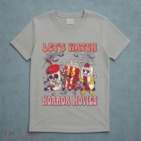 Lets Watch Horror Movies Halloween Funny Ghost Skeleton T-Shirt thumb 5
