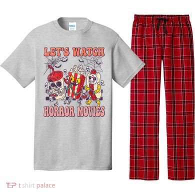 Lets Watch Horror Movies Halloween Funny Ghost Skeleton Pajama Set