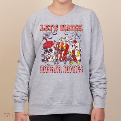 Lets Watch Horror Movies Halloween Funny Ghost Skeleton Women's Sweatshirt