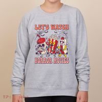 Lets Watch Horror Movies Halloween Funny Ghost Skeleton Women's Sweatshirt thumb 0