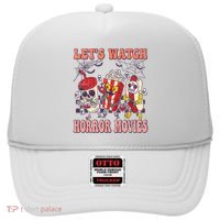 Lets Watch Horror Movies Halloween Funny Ghost Skeleton Hat thumb 0
