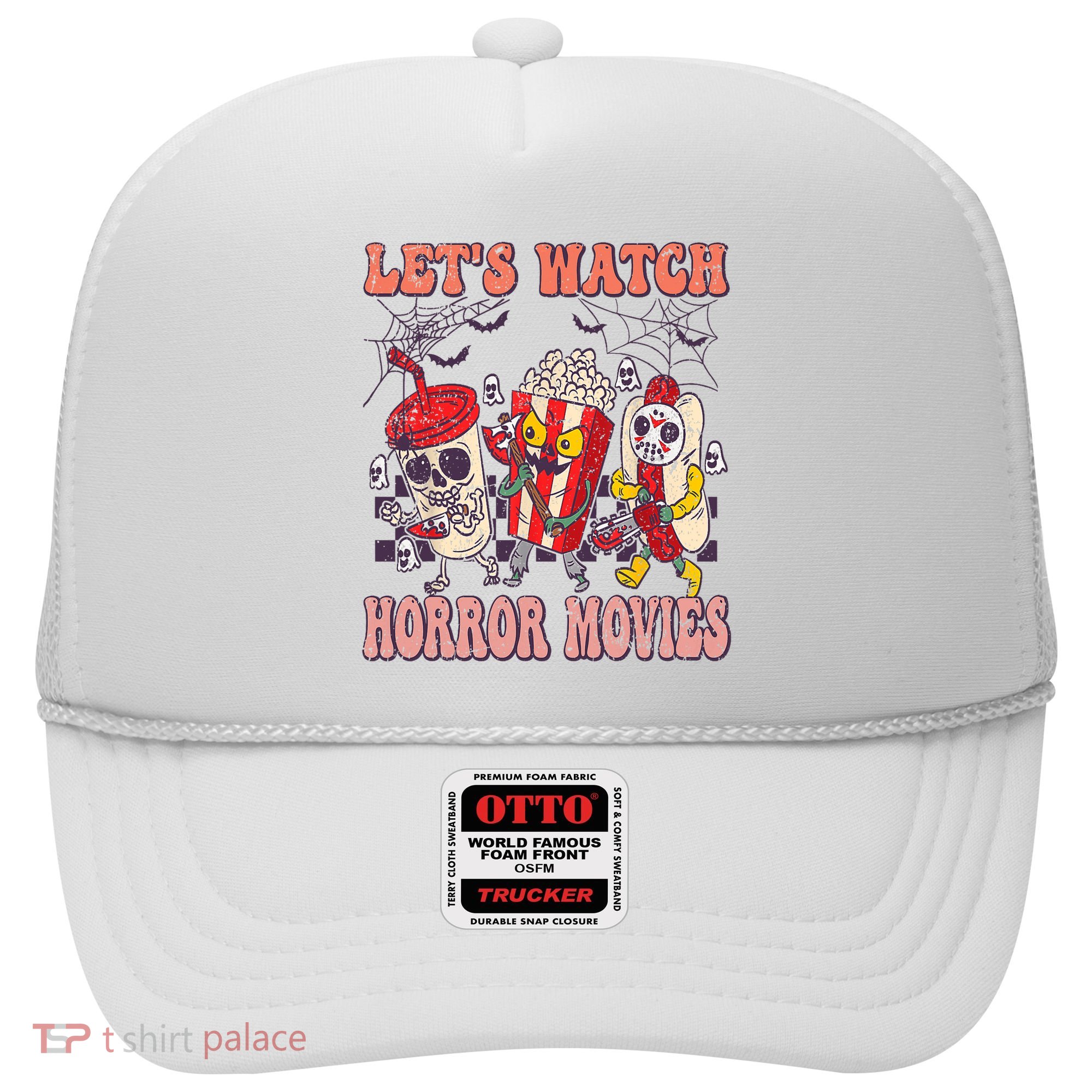 Lets Watch Horror Movies Halloween Funny Ghost Skeleton Hat