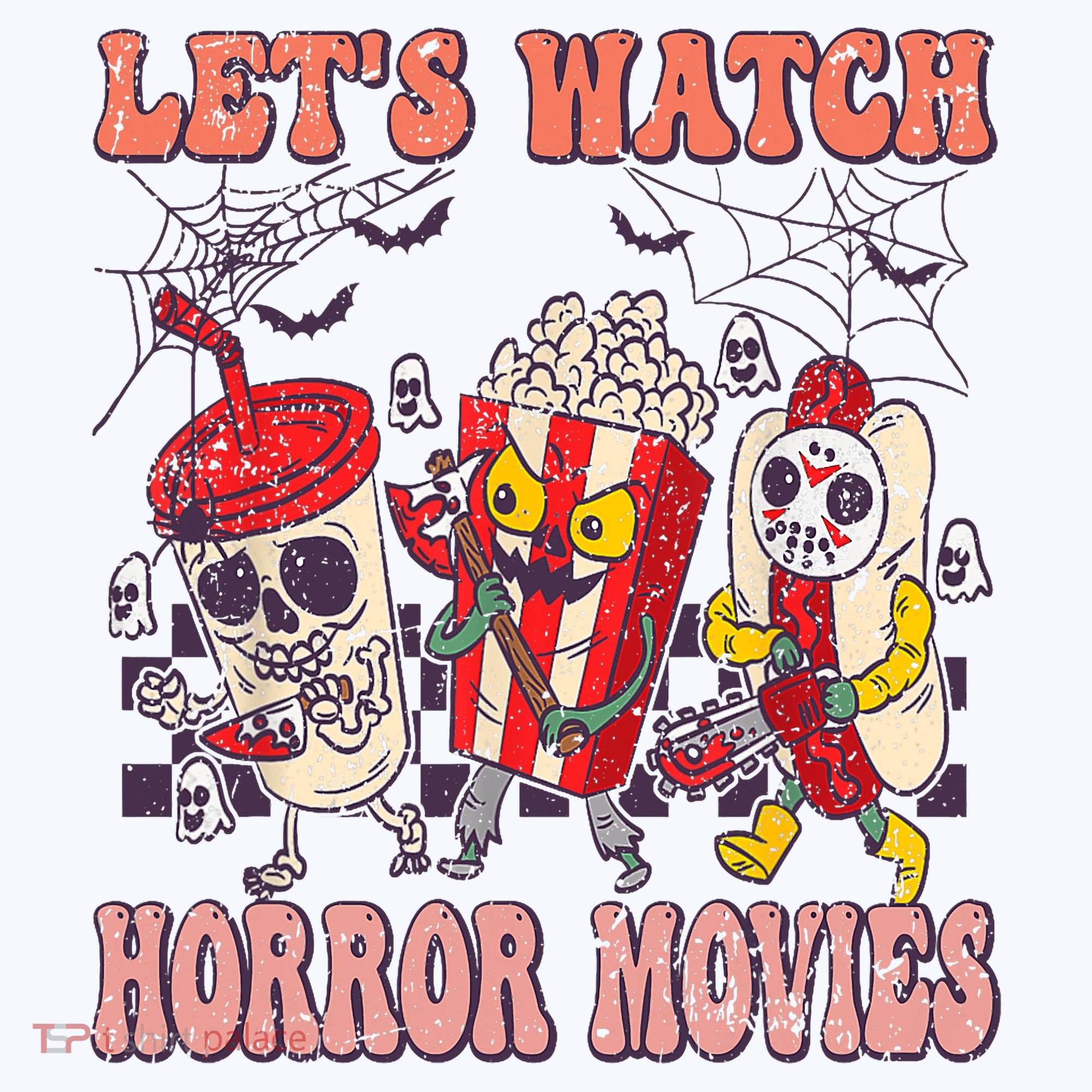 Lets Watch Horror Movies Halloween Funny Ghost Skeleton Hat