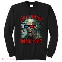 Lets Watch Horror Movies Scary Zombie Halloween Sweatshirt thumb 0