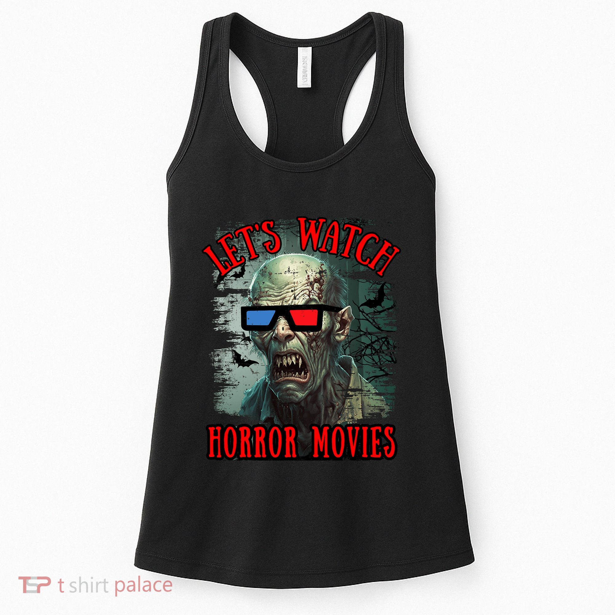 Lets Watch Horror Movies Scary Zombie Halloween Women's Tank Top