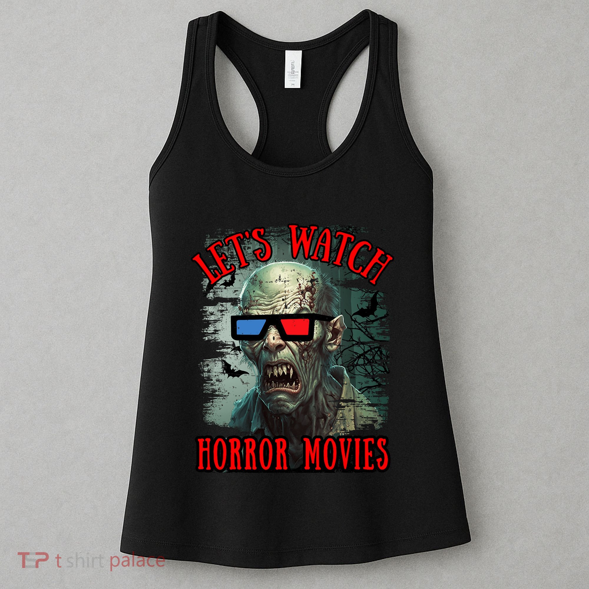Lets Watch Horror Movies Scary Zombie Halloween Women's Tank Top
