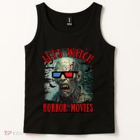 Lets Watch Horror Movies Scary Zombie Halloween Tank Top thumb 2