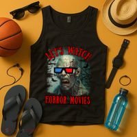 Lets Watch Horror Movies Scary Zombie Halloween Tank Top thumb 4