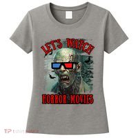 Lets Watch Horror Movies Scary Zombie Halloween Women's T-Shirt thumb 0