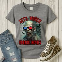 Lets Watch Horror Movies Scary Zombie Halloween Women's T-Shirt thumb 3