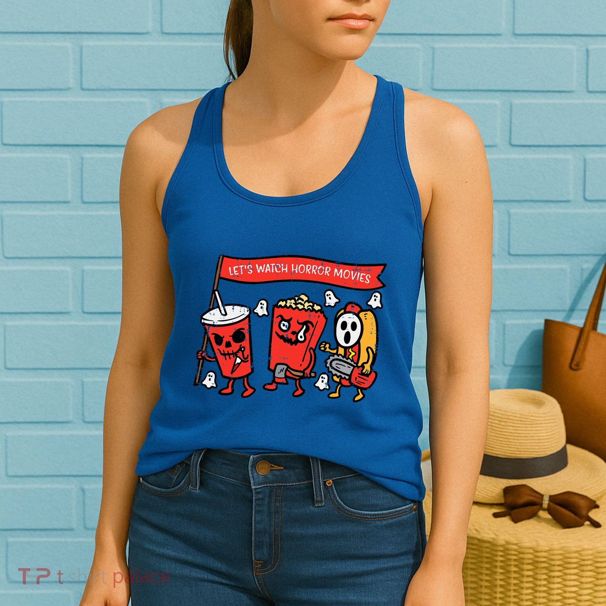 LetS Watch Horror Movies Funny Halloween Women's Tank Top