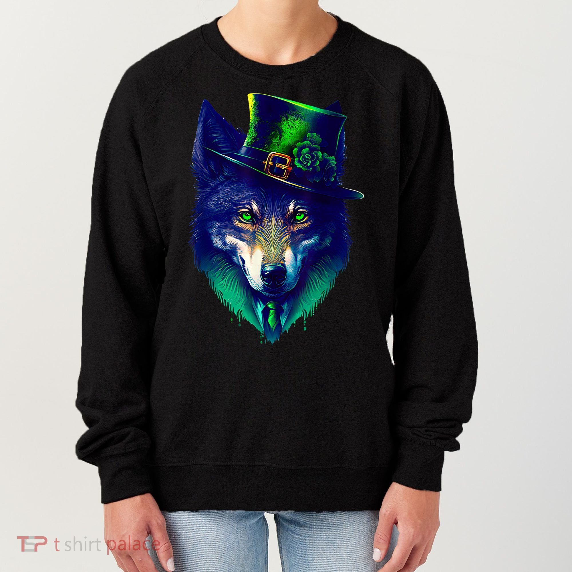Leprechaun Wolf Irish Wolf Lover St Patrick's Day Women's Sweatshirt