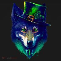 Leprechaun Wolf Irish Wolf Lover St Patrick's Day USA-Made Doggie Bandana thumb 2