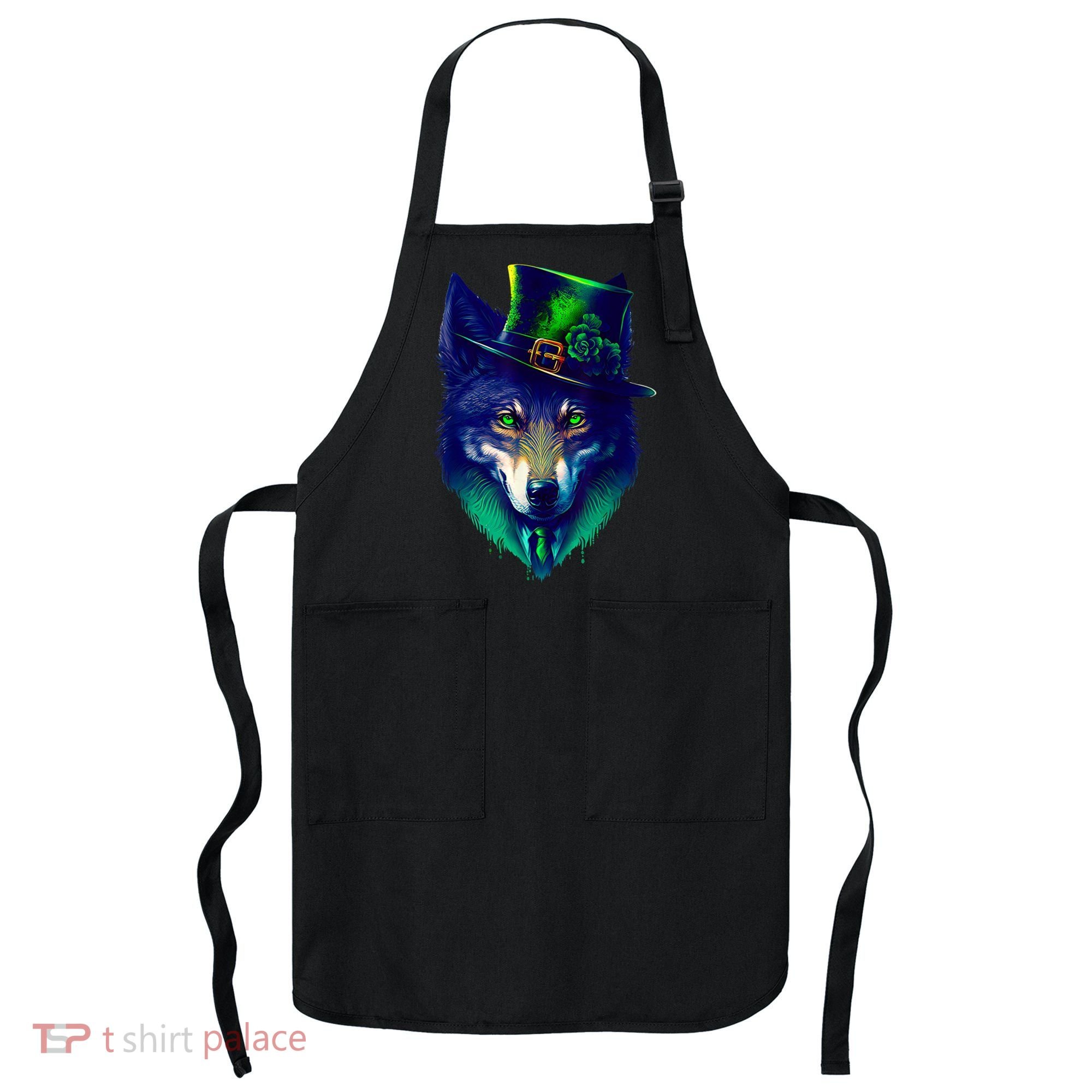 Leprechaun Wolf Irish Wolf Lover St Patrick's Day Apron
