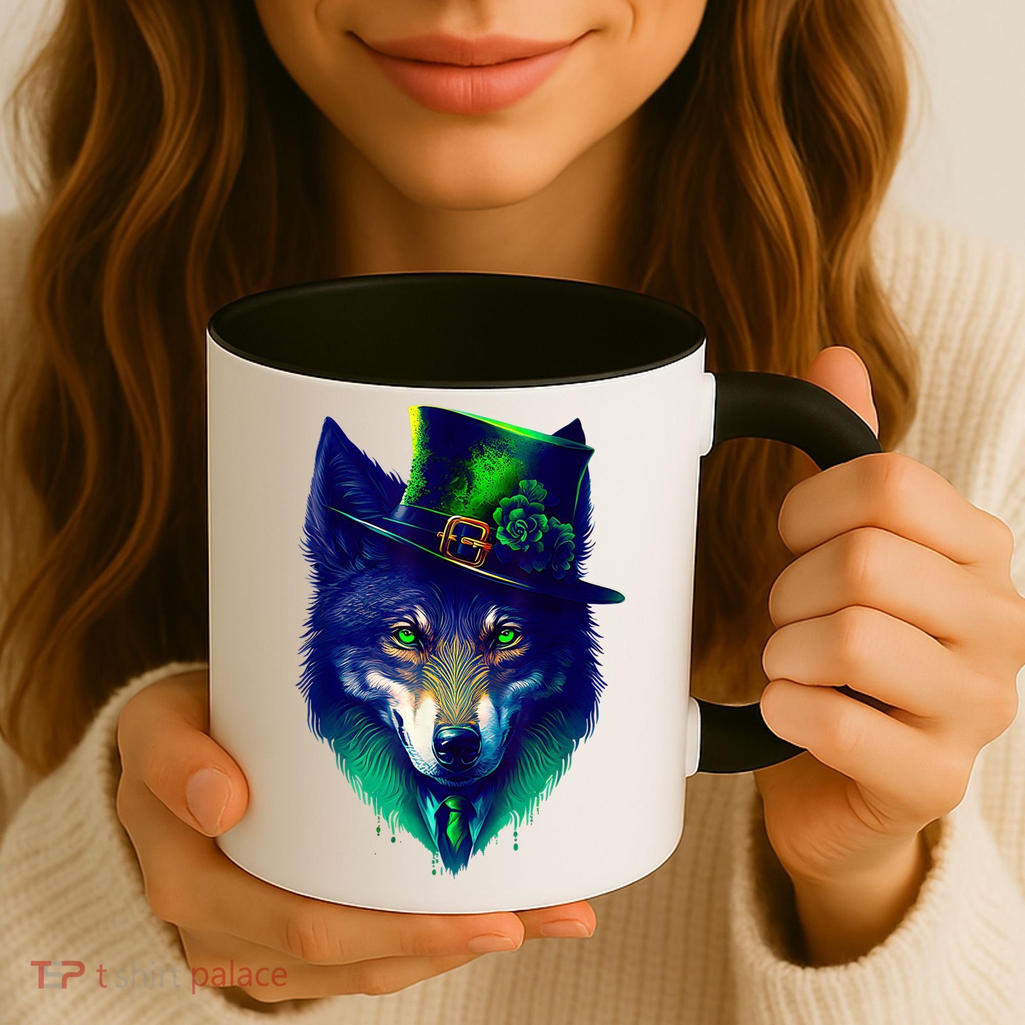 Leprechaun Wolf Irish Wolf Lover St Patrick's Day Coffee Mug