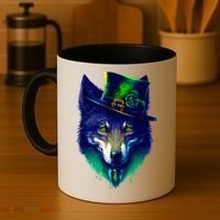 Leprechaun Wolf Irish Wolf Lover St Patrick's Day Coffee Mug thumb 4