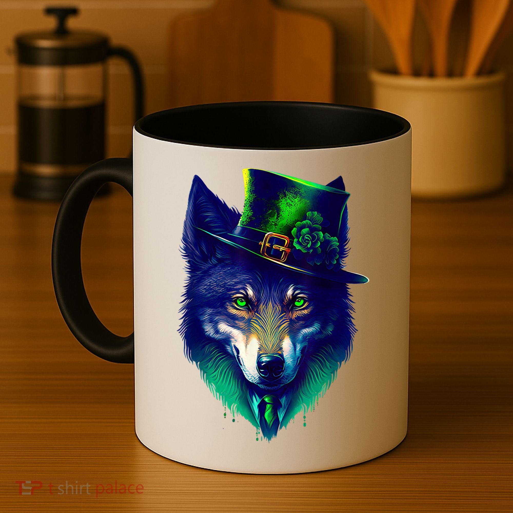 Leprechaun Wolf Irish Wolf Lover St Patrick's Day Coffee Mug