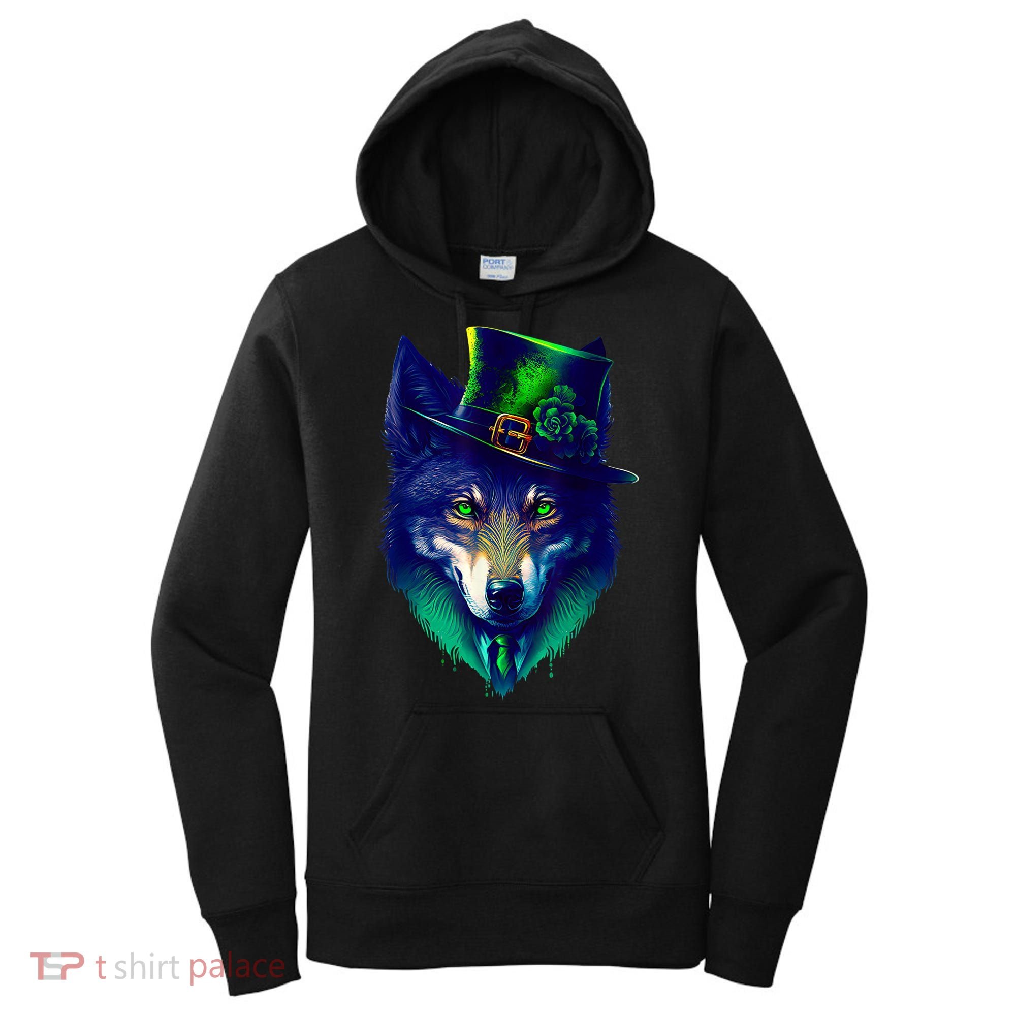 Leprechaun Wolf Irish Wolf Lover St Patrick's Day Women's Hoodie