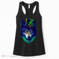Leprechaun Wolf Irish Wolf Lover St Patrick's Day Women's Tank Top thumb 0