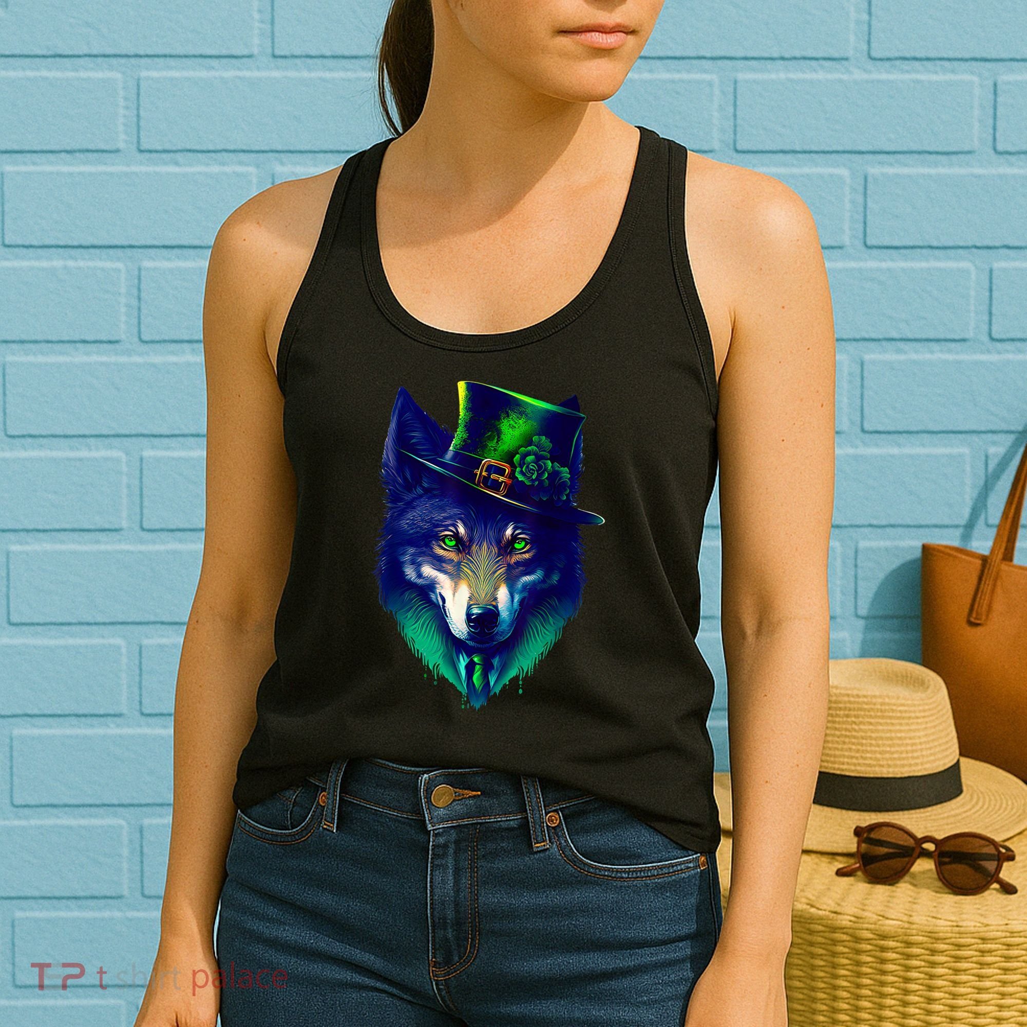 Leprechaun Wolf Irish Wolf Lover St Patrick's Day Women's Tank Top