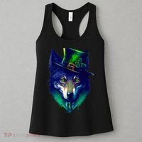 Leprechaun Wolf Irish Wolf Lover St Patrick's Day Women's Tank Top thumb 3