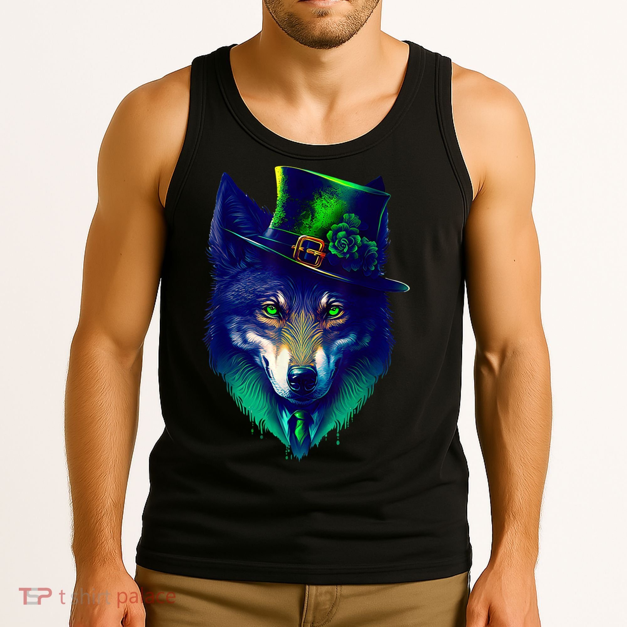 Leprechaun Wolf Irish Wolf Lover St Patrick's Day Tank Top